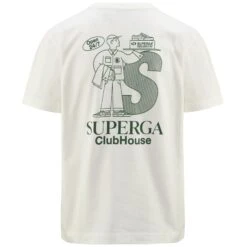 T-SHIRT SUPERGA CLUBHOUSE - T-ShirtsTop - T-Shirt - Unisex - WHITE AVORIO-GREEN -NAM Scarpe Negozio UBS2133QW A0E aee50dcb 382b 4bed b851 168cc8ad8d44