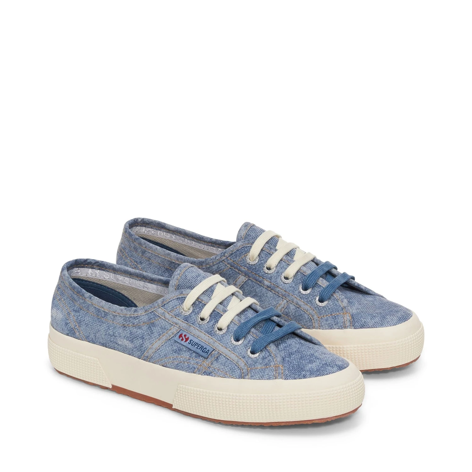 2750 COTTON DENIM DESTROYED - Le Superga - Low Cut - Unisex - BLUE DUSTY-BEIGE GARDENIA 4 2750 COTTON DENIM DESTROYED - Le Superga - Low Cut - Unisex - BLUE DUSTY-BEIGE GARDENIA - immagine 2
