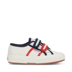2750 KIDS STRAPS COLORBLOCKING - Le Superga - Low Cut - Kid Unisex - WHITE AVORIO-BLUE NAVY-RED